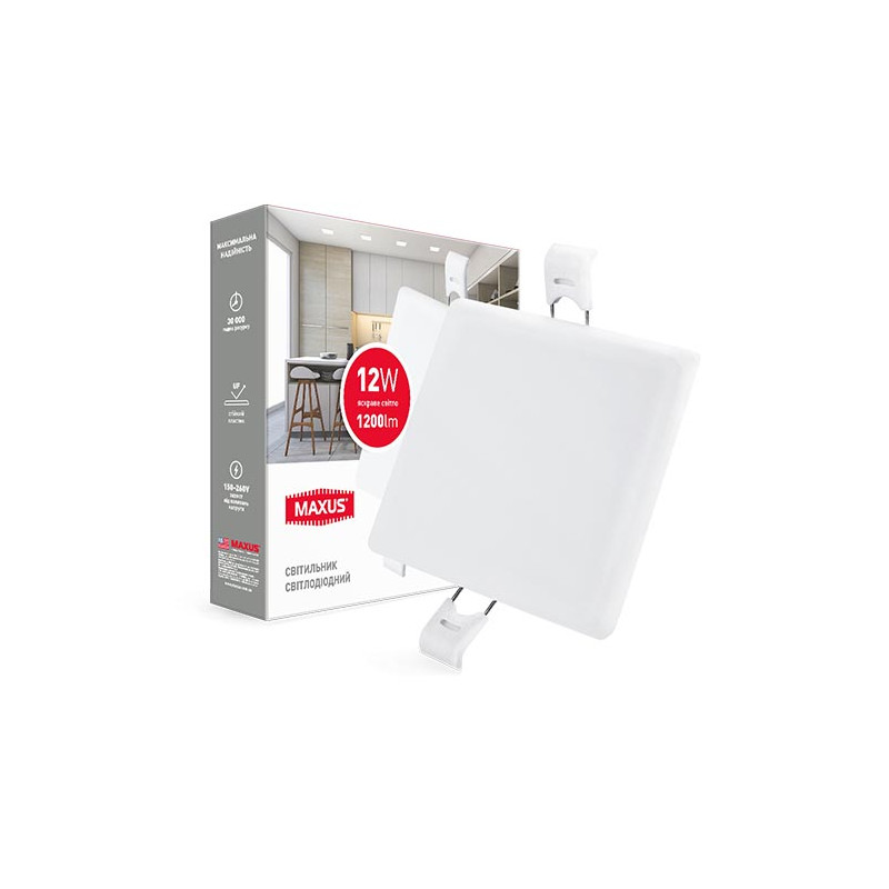 Світильник світлодіодний Maxus SP edge 12W 4100K (квадрат)