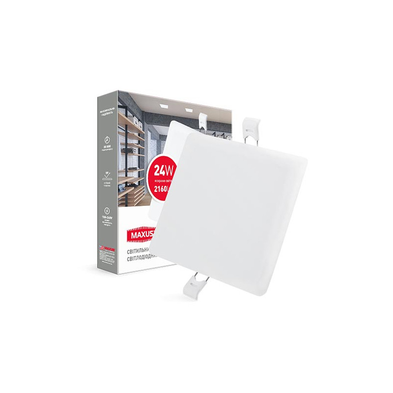 Світильник світлодіодний Maxus SP edge 24W 4100K (квадрат)