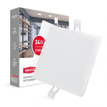 Світильник світлодіодний Maxus SP edge 24W 4100K (квадрат)
