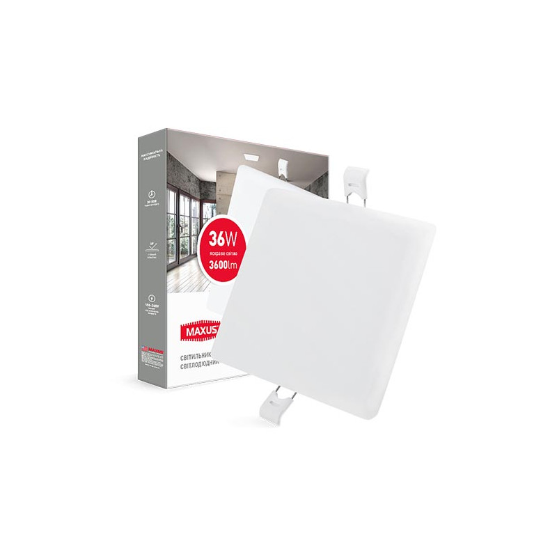 Світильник світлодіодний Maxus SP edge 36W 4100K (квадрат)