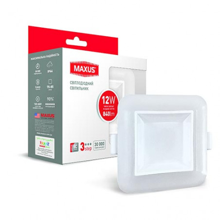Світильник світлодіодний 3-step SDL Maxus 12W 30004100K (квадрат)