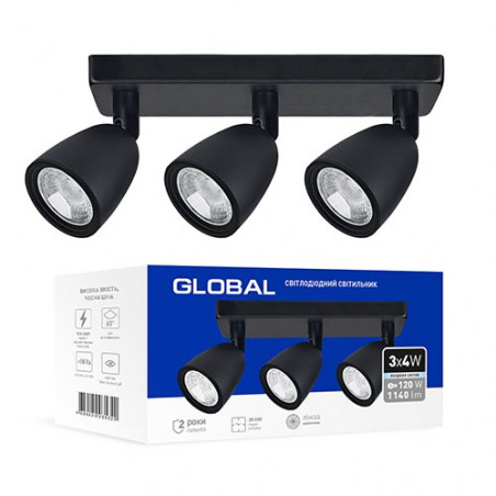 Світильник св-діод. GSL-01S Global 12W 4100K чорний