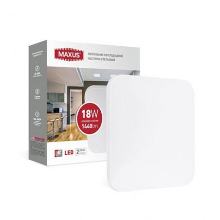 Світильник св-діод. настінно-стельовий Maxus Ceiling light 18W 4100K S (квадрат)